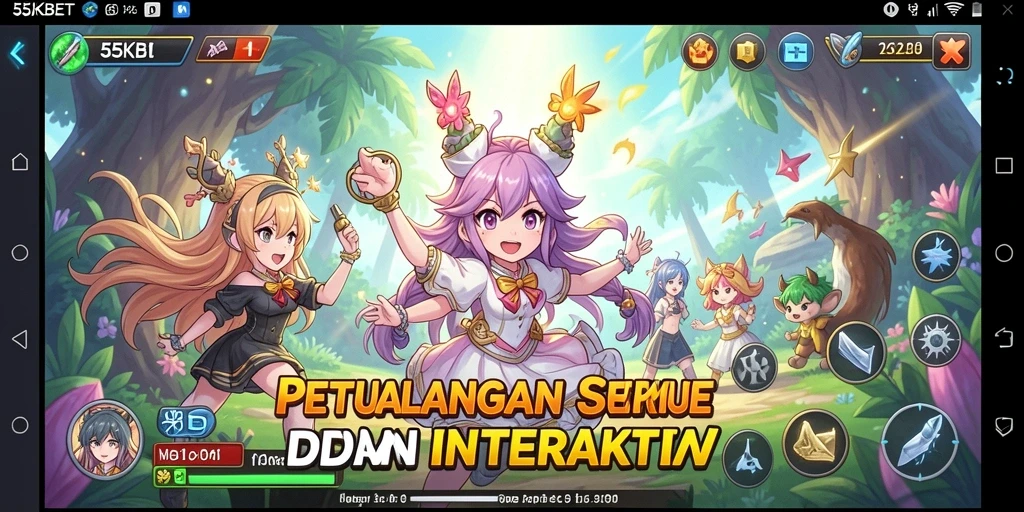 Tampilan gameplay 55KBET yang menampilkan aksi karakter Anime.