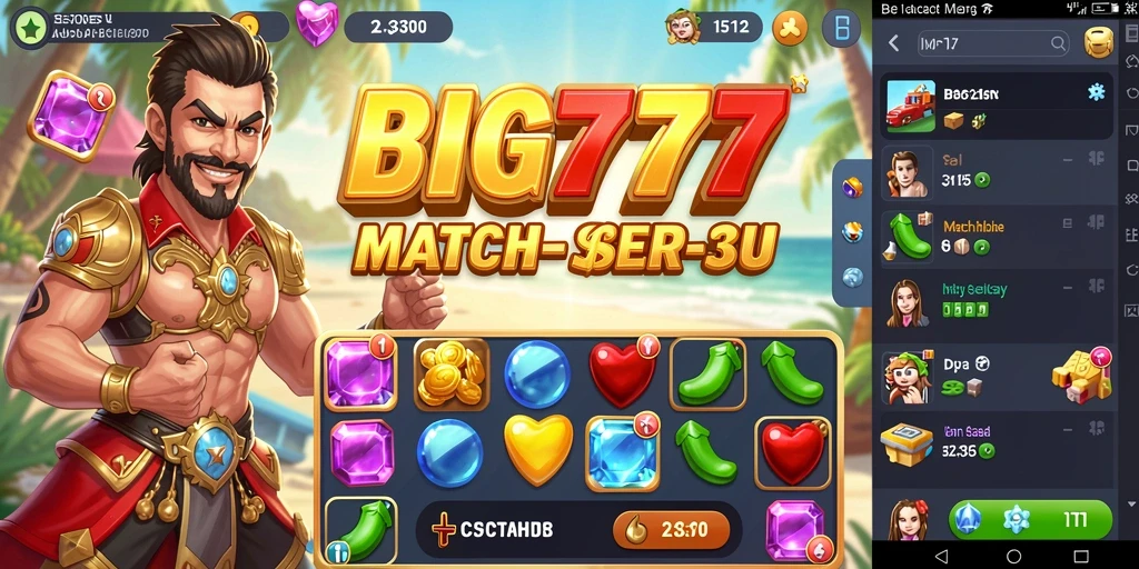 Tampilan gameplay seru dalam BIG777, permainan Match-3 yang menghibur.