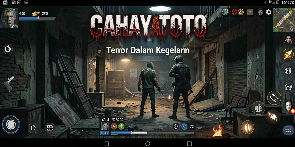 Screenshot gameplay CAHAYATOTO menampilkan suasana mencekam dan ketegangan.