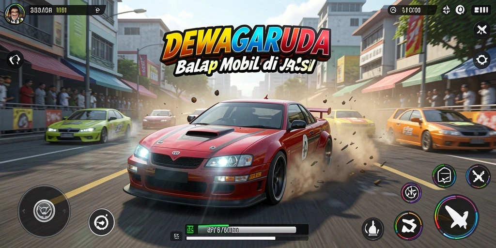 Gameplay seru DEWAGARUDA yang mendebarkan saat balapan.