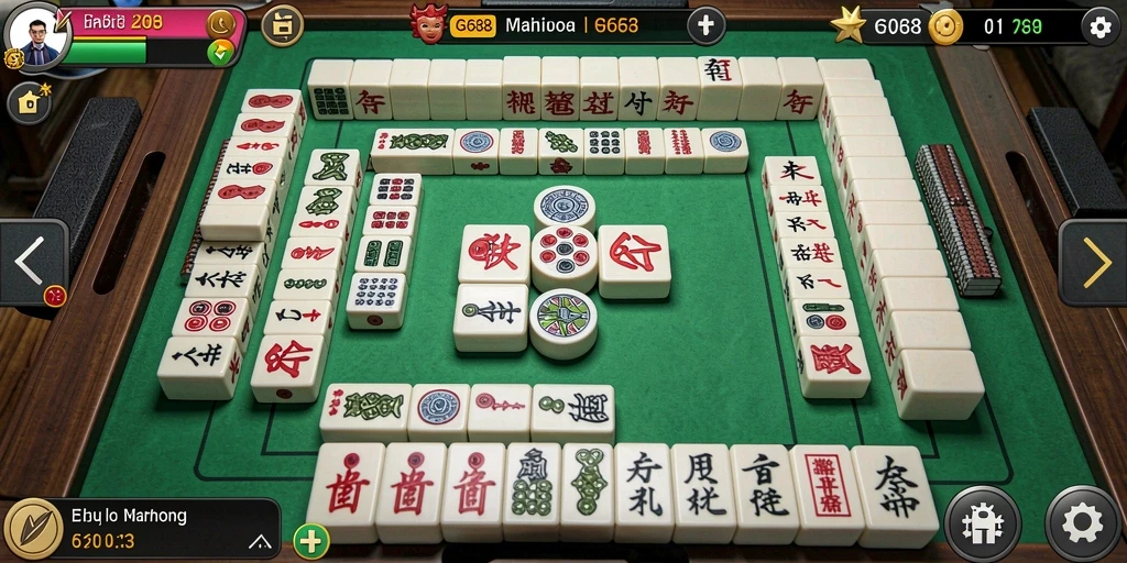 Screenshot G668 menampilkan gameplay Mahjong yang menarik dan seru.