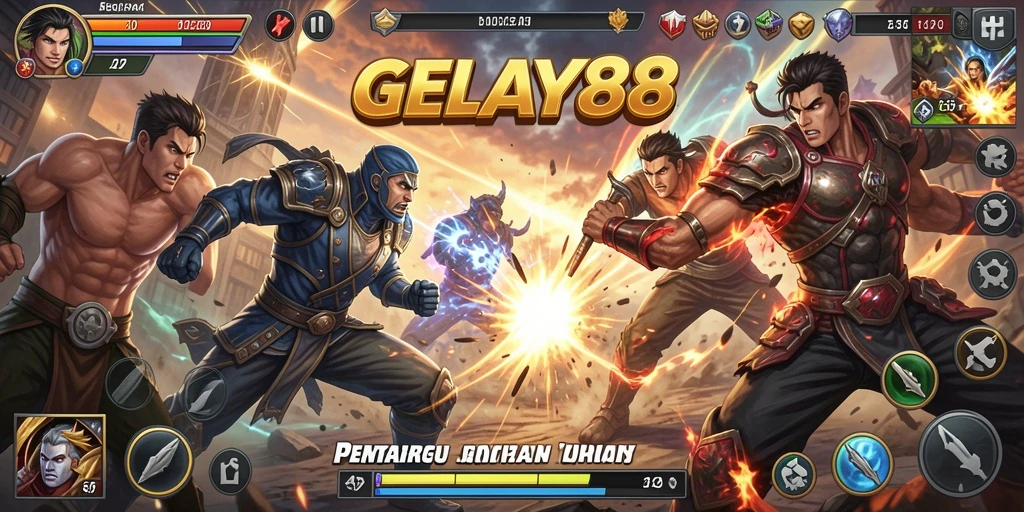 Tampilan pertarungan mengesankan di GELAY88 dengan aksi yang cepat dan karakter yang beragam.