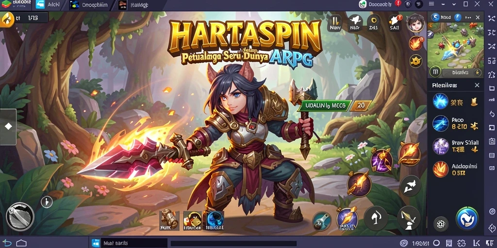 Screenshot HARTASPIN menampilkan aksi pertarungan yang mendebarkan dalam lingkungan yang indah.
