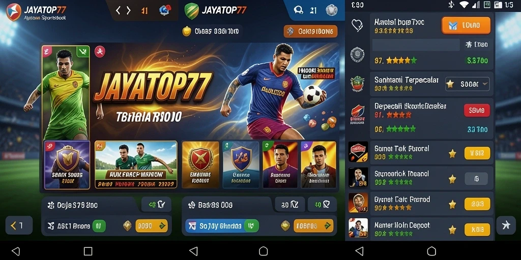 Tampilan gameplay aplikasi <strong>JAYATOP77</strong> dengan berbagai pilihan taruhan olahraga.