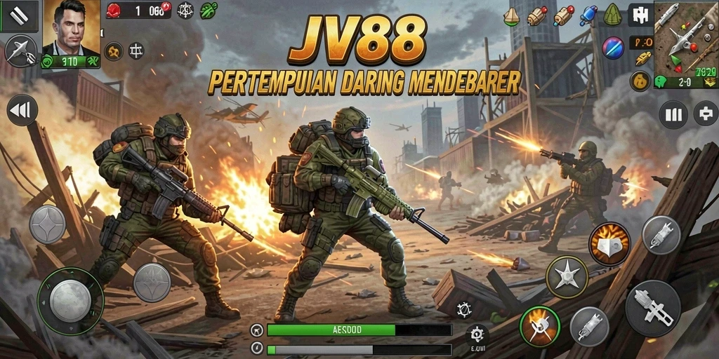Tangkapan layar gameplay JV88 yang menampilkan aksi menegangkan.