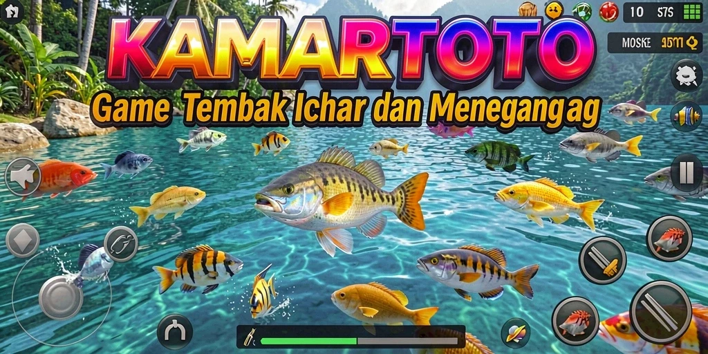 Tampilan gameplay KAMARTOTO yang seru saat menembak ikan.