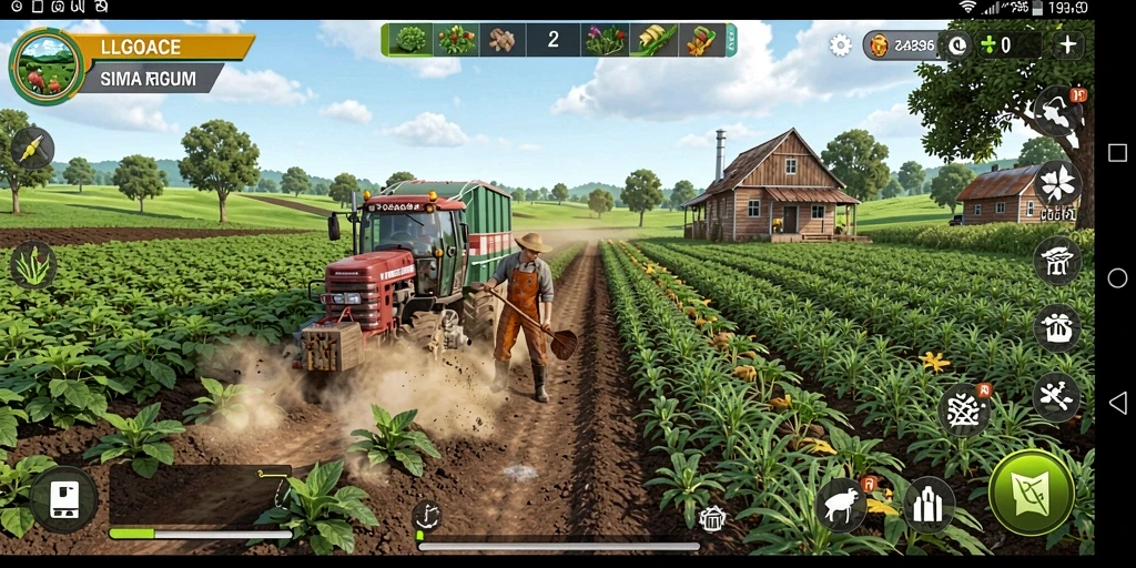 Tampilan gameplay <strong>LGOACE</strong> saat bertani di ladang yang subur.