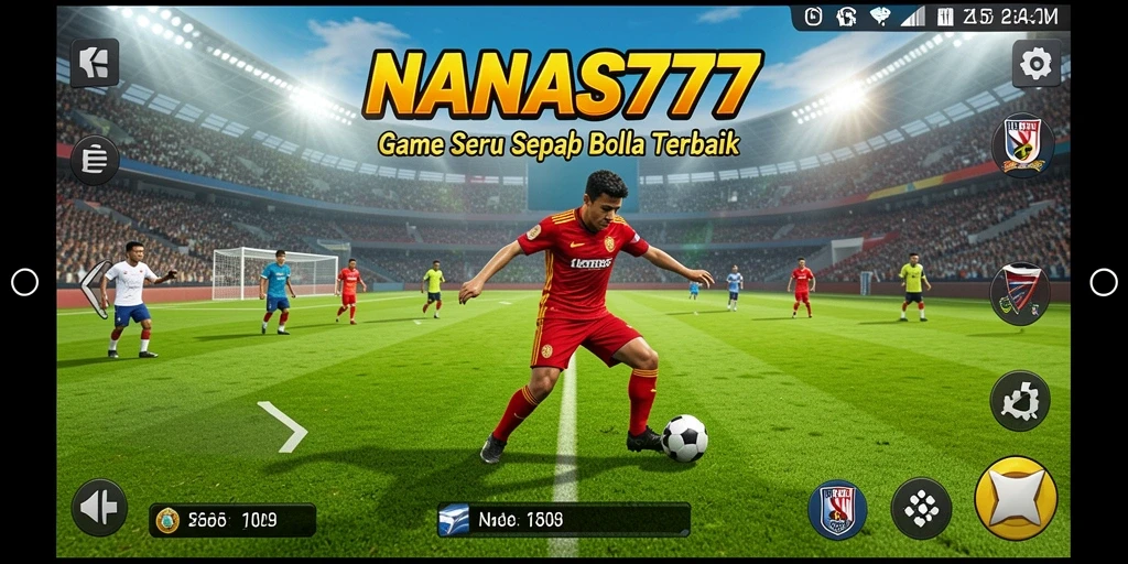 Tampilan gameplay NANAS777 di lapangan sepak bola yang seru.