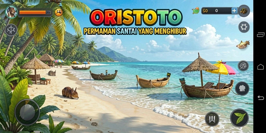 Tampilan gameplay <strong>ORISTOTO</strong> yang penuh warna dan menarik.