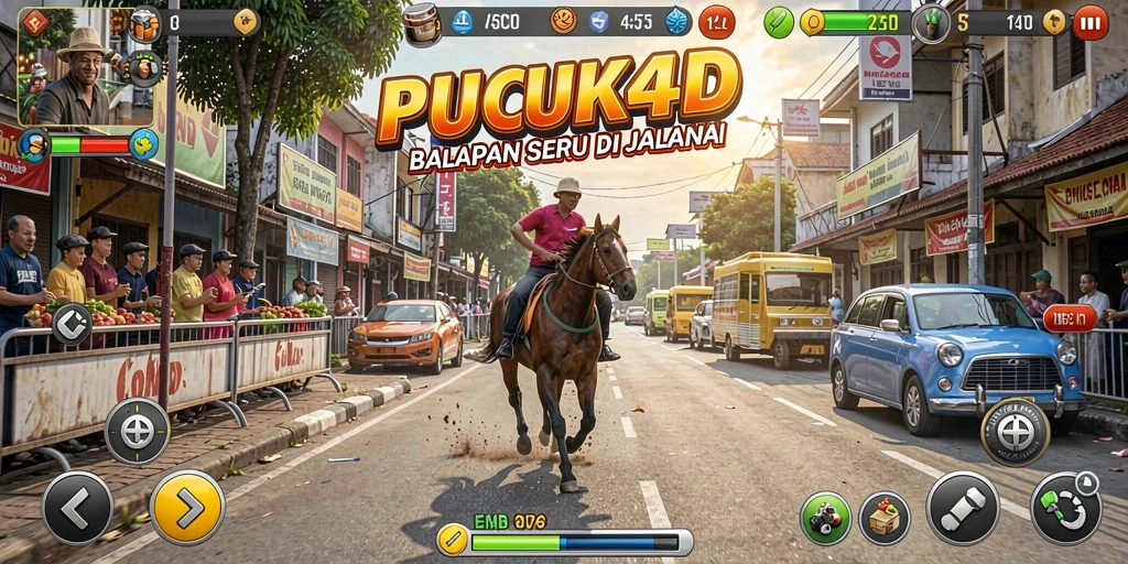 Tangkapan layar gameplay PUCUK4D menunjukkan aksi balapan yang seru.