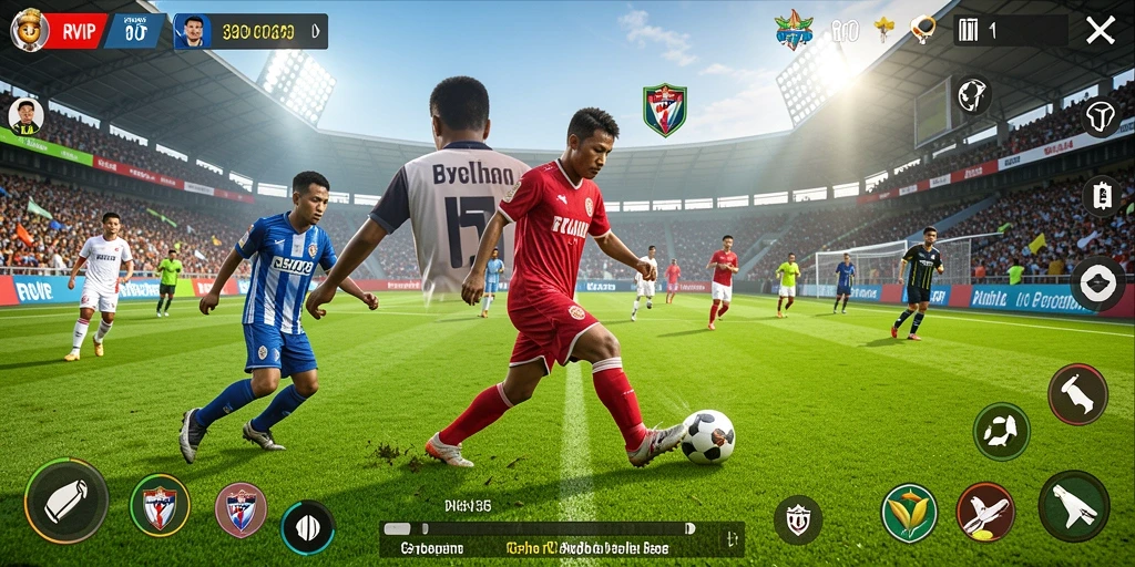 Tampilan gameplay mendebarkan dari game sepak bola RVIP.