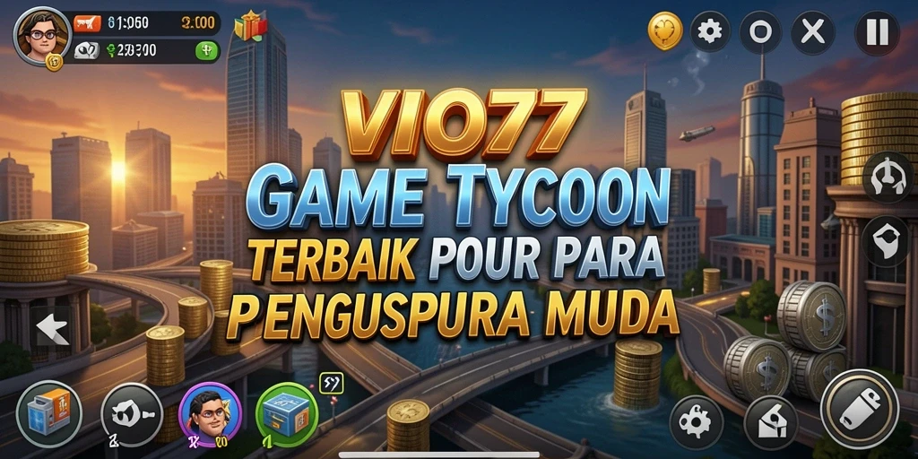 Tampilan menarik VIO77 dengan berbagai elemen gameplay Tycoon.