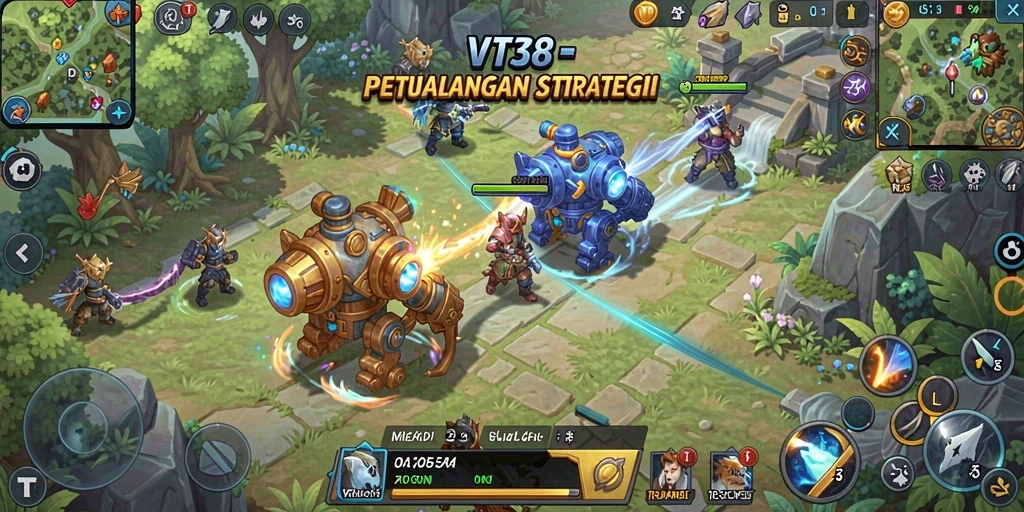 Tampilan layar gameplay <strong>VT38</strong> yang menunjukkan taktik pertempuran yang mendebarkan.