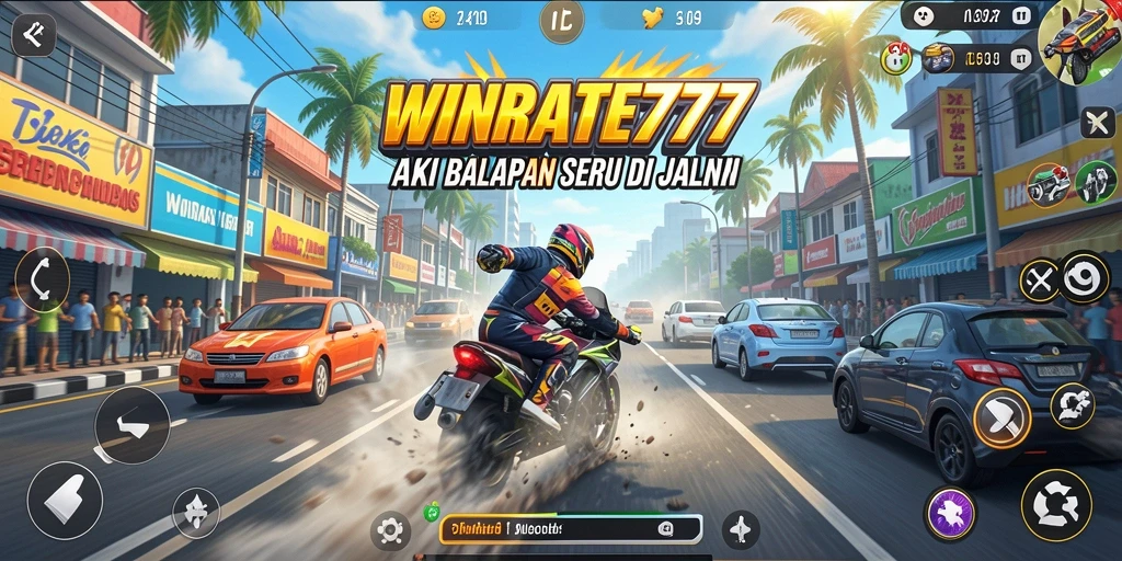 Gameplay balapan seru di WINRATE777 dengan grafis mengagumkan.
